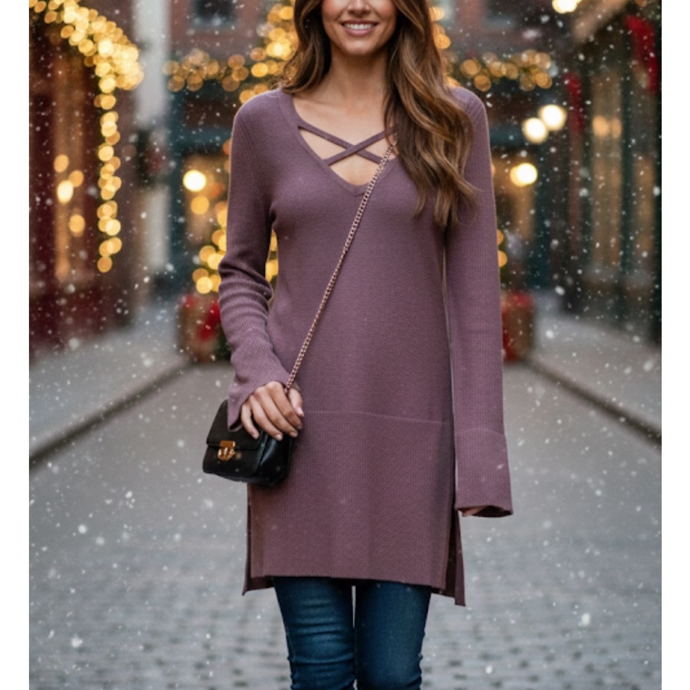 EUC Free People Tunic mauve Sweater(size XS)